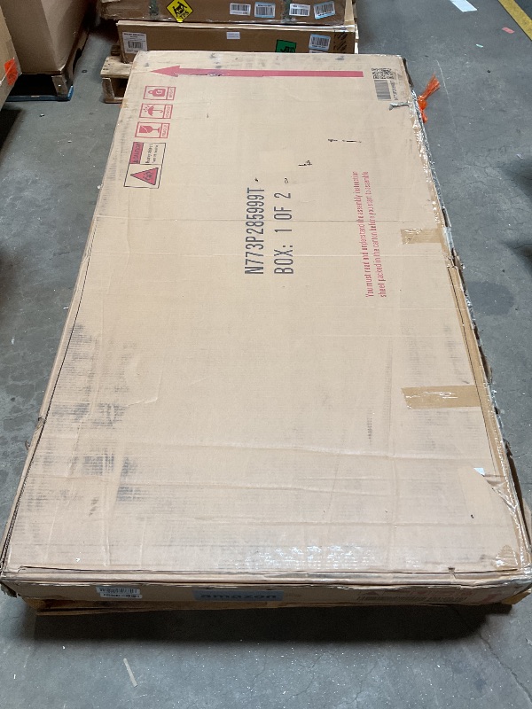 Photo 1 of *** BOX ONE OF TWO ONLY***Christopher Knight Home Alan Modern Minimalist Concrete Outdoor Dining Table with White Terrazzo Tabletop, Oval Top Dining Table for 6, Pedestal Kitchen Table, Ideal for Family Gatherings, White