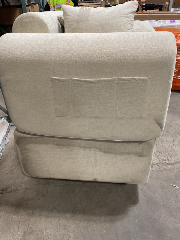 Photo 1 of *** USED/DAMAGED DIRTY FROM TRANSPORT/LEFT SIDE SOFA AND OTTOMAN ONLY***Rengue 105.5" Cloud Boneless Sectional Sofa for Living Room, 4-Seater L-Shaped Comfy Couch with Ottoman, 4 Pillows, Deep Seat Chenille Sofa, No Assembly Required (Beige) 72h to Restor