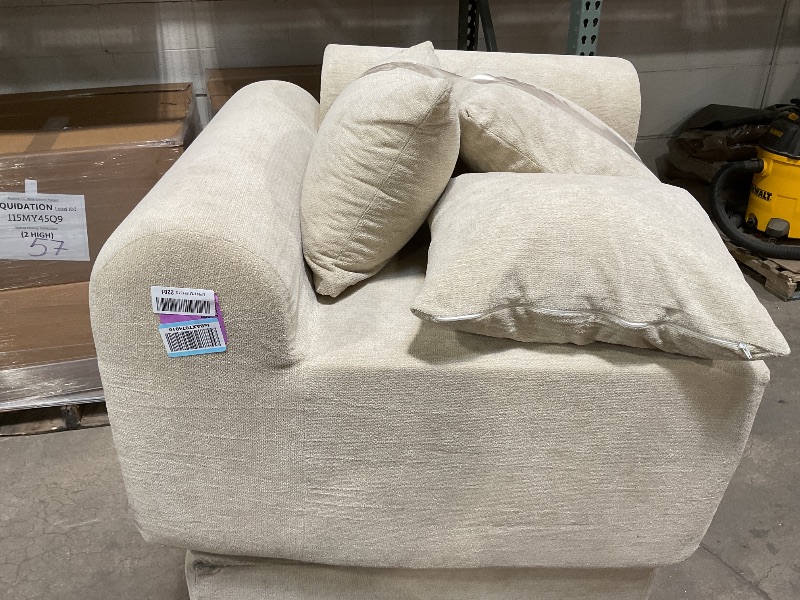 Photo 1 of *** USED/DAMAGED DIRTY FROM TRANSPORT/LEFT SIDE SOFA AND OTTOMAN ONLY***Rengue 105.5" Cloud Boneless Sectional Sofa for Living Room, 4-Seater L-Shaped Comfy Couch with Ottoman, 4 Pillows, Deep Seat Chenille Sofa, No Assembly Required (Beige) 72h to Restor
