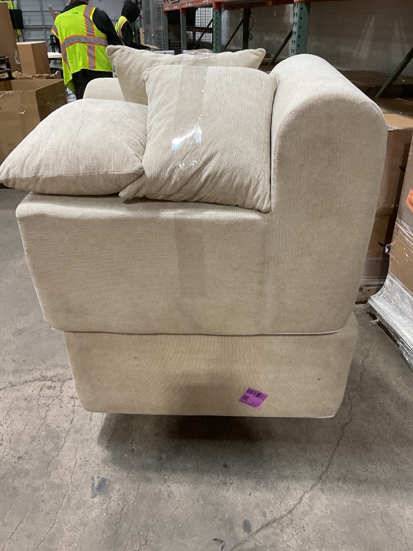 Photo 1 of *** USED/DAMAGED DIRTY FROM TRANSPORT/LEFT SIDE SOFA AND OTTOMAN ONLY***Rengue 105.5" Cloud Boneless Sectional Sofa for Living Room, 4-Seater L-Shaped Comfy Couch with Ottoman, 4 Pillows, Deep Seat Chenille Sofa, No Assembly Required (Beige) 72h to Restor