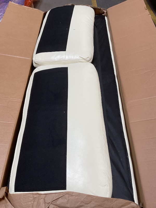 Photo 1 of *** USED/UNKNOWN MISSING PARTS OR HARDWARE***GarveeHome 3-Seater Sofa Couch, 83 in Wide Faux Leather Sofa Couch with Spring Cushion, Modern Sofa with Deep Seats and 2 Removable Back Cushions, for Living Room, Bedroom, Apartment, Office, Beige