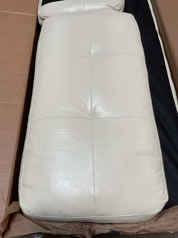 Photo 1 of *** USED/UNKNOWN MISSING PARTS OR HARDWARE***GarveeHome 3-Seater Sofa Couch, 83 in Wide Faux Leather Sofa Couch with Spring Cushion, Modern Sofa with Deep Seats and 2 Removable Back Cushions, for Living Room, Bedroom, Apartment, Office, Beige