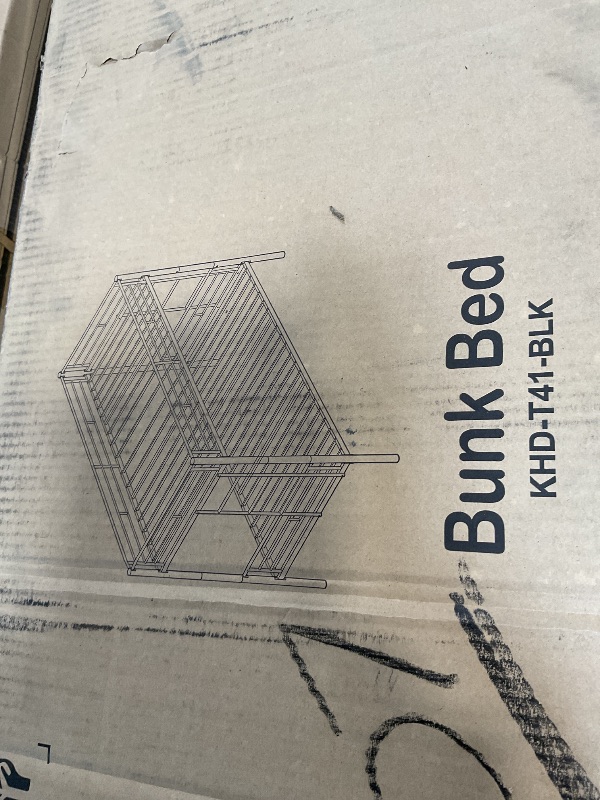 Photo 1 of *** UNKNOWN MISSING PARTS***VECELO Bunk Bed Twin Over Twin, Metal Bunkbeds with Ladder and Full-Length Guardrail, No Box Spring Needed, Space Saving, Noise Free, Black