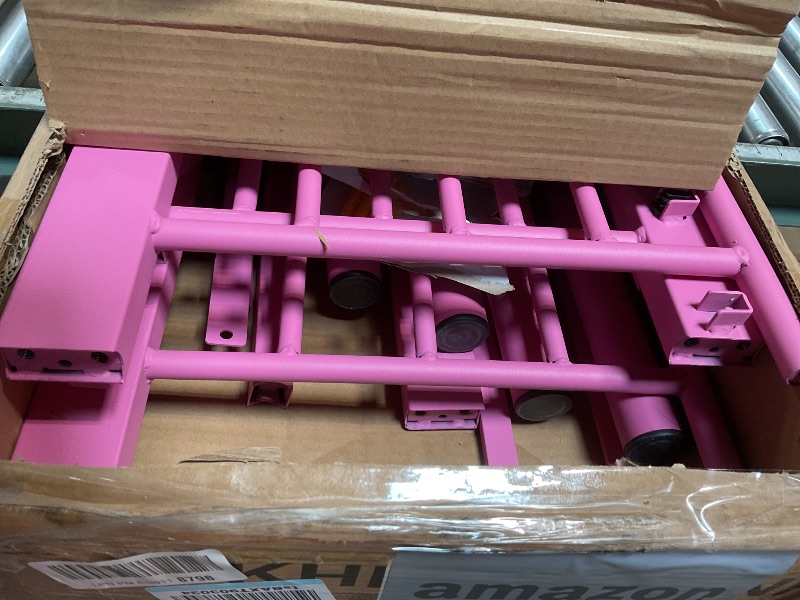 Photo 1 of *** USED/UNKNOWN MISSING PARTS AND HARDWARE***VECELO Loft Bed Twin Size, Metal Bedframe with Removable Ladder and Safety Guardrail, No Box Spring Needed, Space Saving, Noise Free, Light Pink