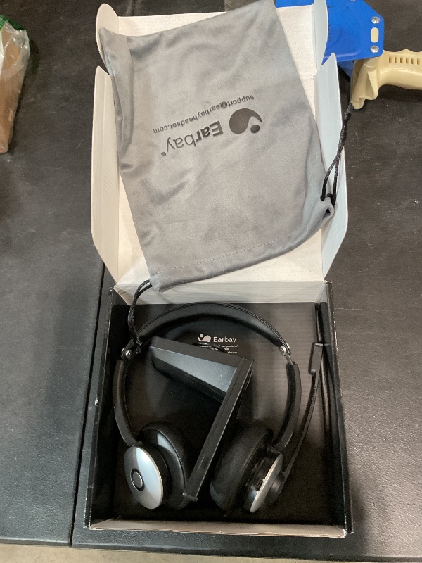 Photo 1 of **MISSING PARTS** Wireless Headset with Mic for Work, Bluetooth Headset with Microphone, AI Noise Canceling Mic & USB Dongle, V6.0 Wireless Headphones with Mic Mute & Charging Dock for PC/Cell Phones/Call Center/Teams