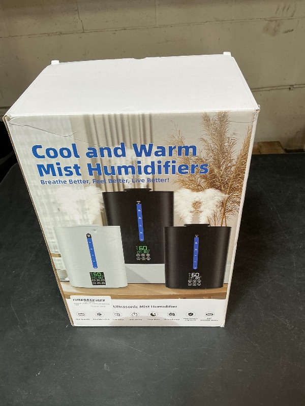 Photo 1 of **USED/DIRTY** Coolfiqu 6L Humidifiers for Bedroom Large Room Home,Cool and Warm Humidifier for Baby and Plants Hot Mist Top Fill Desk Humidifiers Oil Diffuser,Quiet,Adjustable Mist,360°Nozzle-Black(2026 Upgraded)