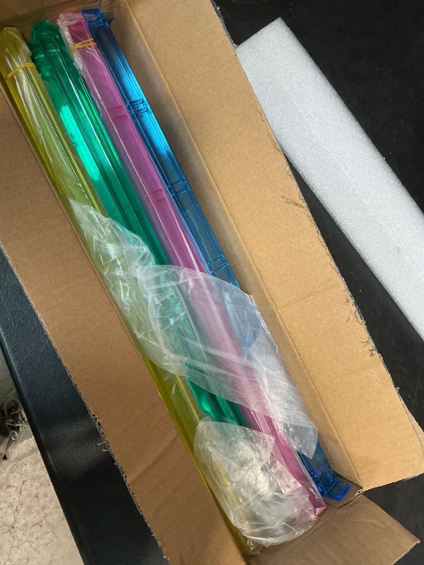 Photo 1 of **FOR PARTS HAS BROKEN PIECES** GUSTARIA Mahjong All-in-One Tile Rack & Pusher, Clear Acrylic Mahjong Rack and Pusher Combo, Modern American Mahjong Tile Racks, Set of 4, Multi Color