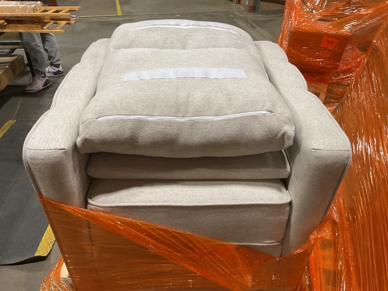Photo 1 of *** USED/MINOR DAMAGE – DIRTY FROM TRANSPORT***Davinci Gabby Pillowback Swivel Glider in Beach, Greenguard Gold & CertiPUR-US Certified
