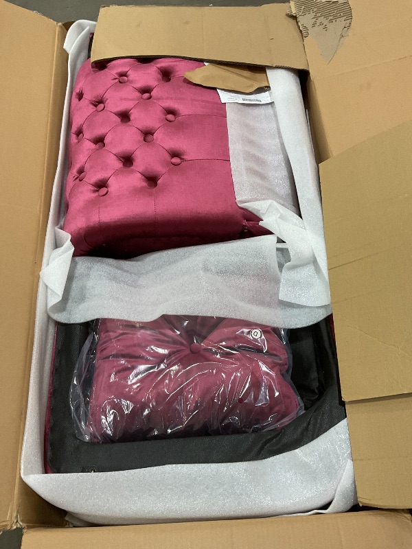 Photo 1 of *** PICTURE FOR REFERENCE***Merax 62'' Velvet Chaise Lounge Indoor with 1 Pillow and Nailhead Trim, Button Tufted Design Reclining Chair with Scrolled Backrest, Sleeper Sofa for Bedroom, Living Room or Office, Burgundy Red