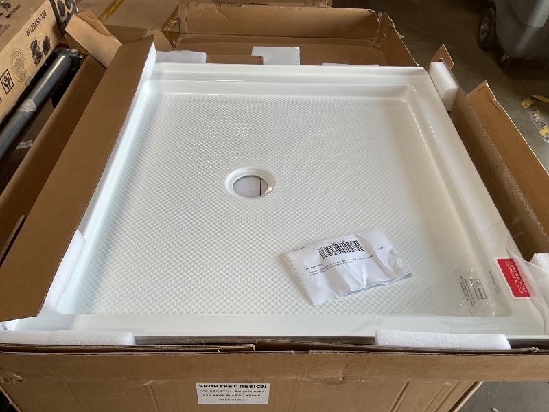 Photo 1 of *** MINOR DAMAGE***DreamLine SlimLine 36 in. D x 36 in. W x 2 3/4 in. H Corner Drain Double Threshold Shower Base in White, DLT-1036360
