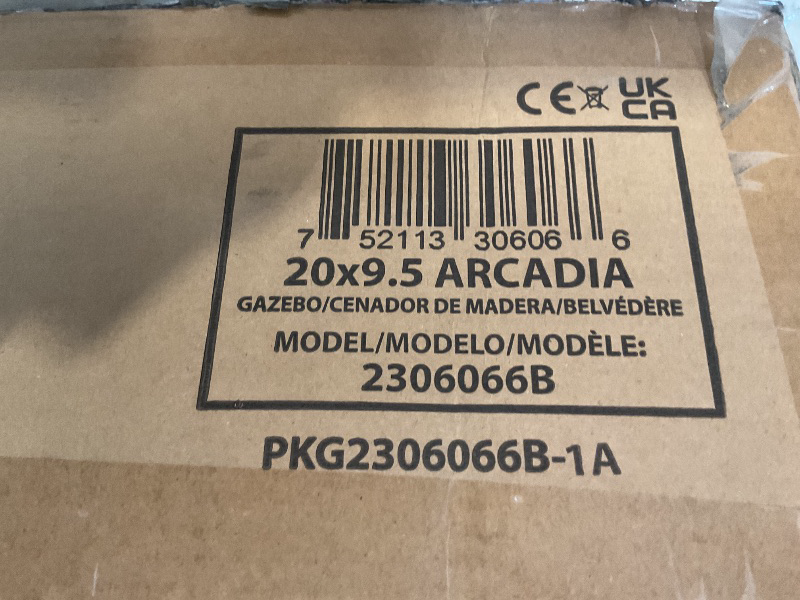 Photo 1 of *** MINOR DAMAGE/PARTIAL SET – BOX ONE, TWO, THREE, FOUR ONLY OUT OF FIVE***Backyard Discovery Arcadia 20' x 9.5' Cedar Wood Outdoor Gazebo Pavilion with Hardtop Galvanized Steel Slope Roof, Snow Support, Wind Resistance, PowerPort, Shade for Garden, Pati