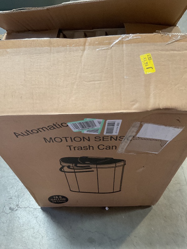 Photo 1 of ***FOR PARTS/ HEAVILY DAMAGED*** Ninestars DZT-70-11R Automatic Touchless Motion Sensor Semi-Round Trash Can/Recycler, 18.5 Gal. 70 L., Stainless Steel