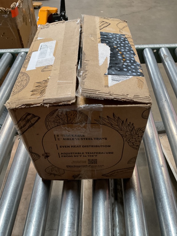 Photo 1 of *** LID & TRAY ARE CRACKED*** Elite Gourmet EFD3321 Food Dehydrator, Stainless Steel Trays Adjustable Temperature Controls, Jerky, Herbs, Fruit, Veggies, Dried Snacks, Stainless Steel