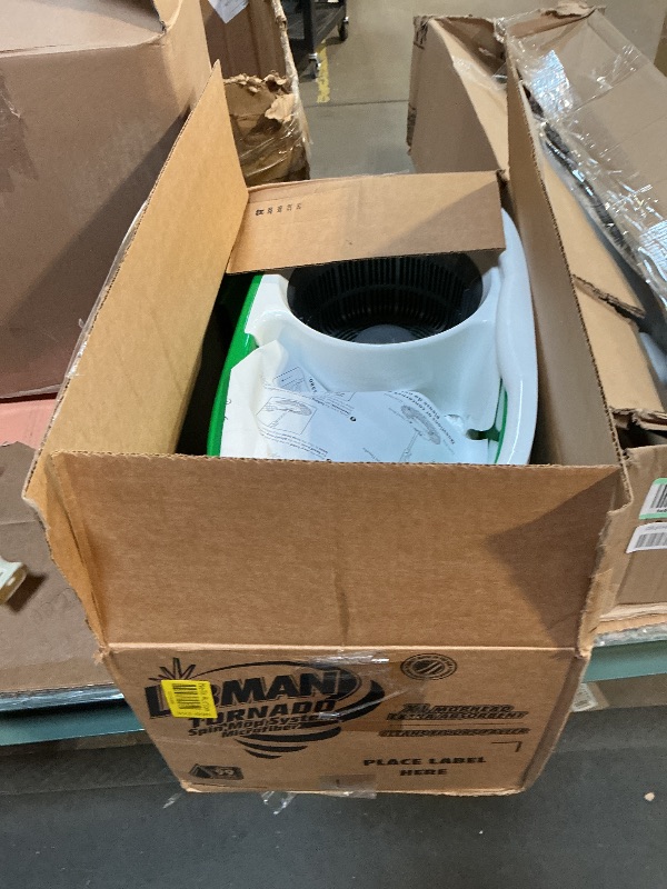 Photo 1 of **MOP IS BROKEN**Libman Tornado Spin Mop System and 1 Refill, Mop and Bucket with Wringer Set for Hardwood Floor Cleaning, 2 Total Heads Included