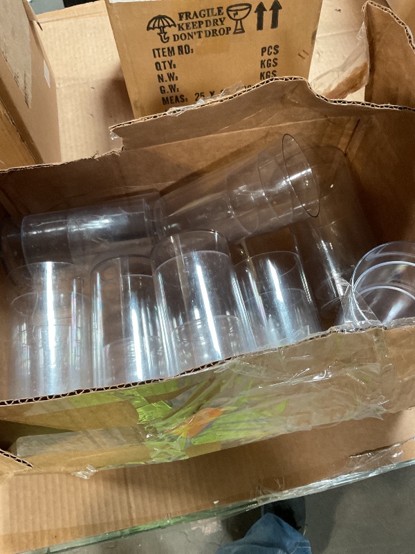 Photo 1 of *** missing one set ***24 Pack Acrylic Cylinder Vases 4,6,8 Inch Tall Clear Acrylic Flower Vase Bulk Floating Candle Holders Cylinder Plastic Vases for Centerpiece Table Wedding Home