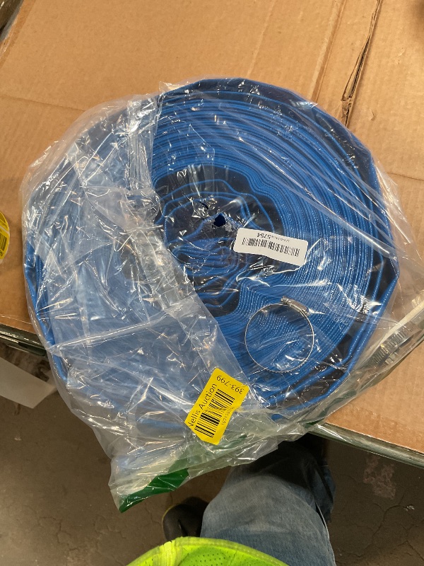 Photo 1 of 2 IN x 110FT Pool Backwash Hose Heavy Duty Drain Discharge Double PVC Layflat Hose with 2 Clamps, Weatherproof Burst Resistant for Water Transfer, Sump Pump, Pool Filter, Pool Drain (33.6M, Blue)