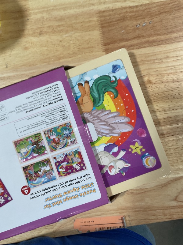 Photo 1 of **1 BOARD IS MISSING PIECES*** SYNARRY Large Unicorn Princess Fairy Wooden Puzzles for Girls Gift Box(12.2 * 9.4 in), 24 Pcs Puzzles for Kids Ages 4-6, Wood Puzzles for Kids Ages 3-5, Easter Basket Stuffers Gifts for Kids