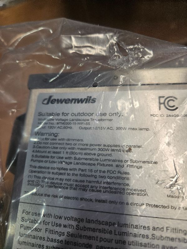 Photo 1 of DEWENWILS 300W Smart Low Voltage Landscape Transformer, 2.4GHz WiFi Landscape Lighting Transformer, 120V AC to 12/15V AC, Work with Alexa & Google Home, for Outdoor Landscape Lights, FCC Listed