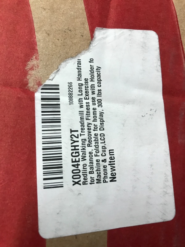 Photo 3 of ***LIGHTS UP WHEN PLUGGED IN - UNABLE TO TEST FURTHER - SEE PICTURES***
Redliro Walking Treadmill with Long Handrail for Balance, Recovery Fitness Exercise Machine Foldable for Home use with Holder for Phone & Cup,LCD Display, 300 lbs Capacity