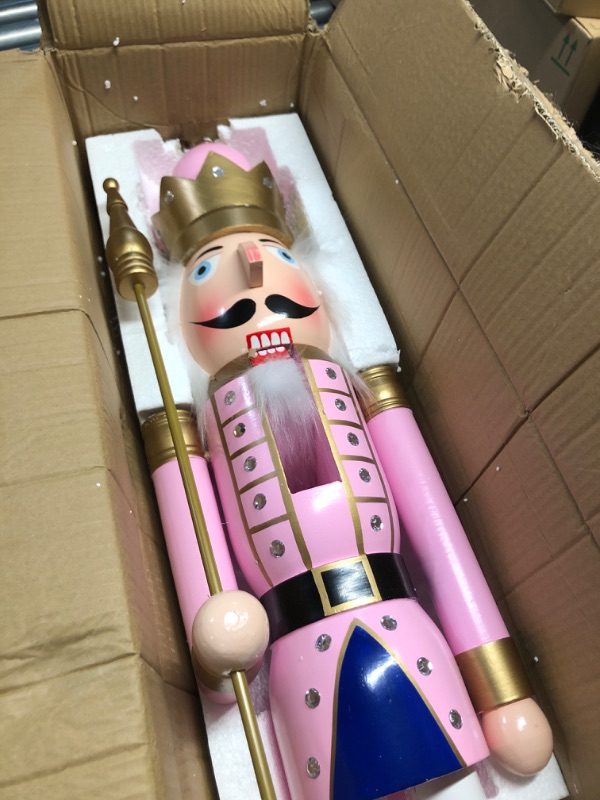 Photo 1 of Liliful 48 Inch 4 ft Tall Life Size Christmas Nutcracker King Giant Wooden Nutcracker Soldier with Golden Scepter Nutcracker Statue for Indoor Outdoor Xmas Commercial Decor (Classic King)