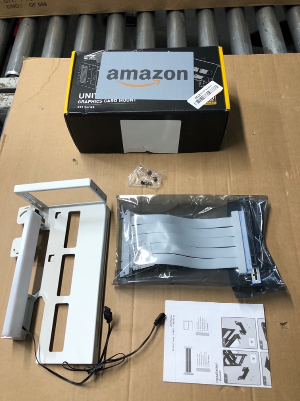 Photo 1 of EZDIY-FAB PCIe 4.0 GPU Mount Bracket with ARGB LED Module, Multi-Angle Adjustment with All White Riser Cable, Compatible to RTX4090, 4080, 4070ti - White