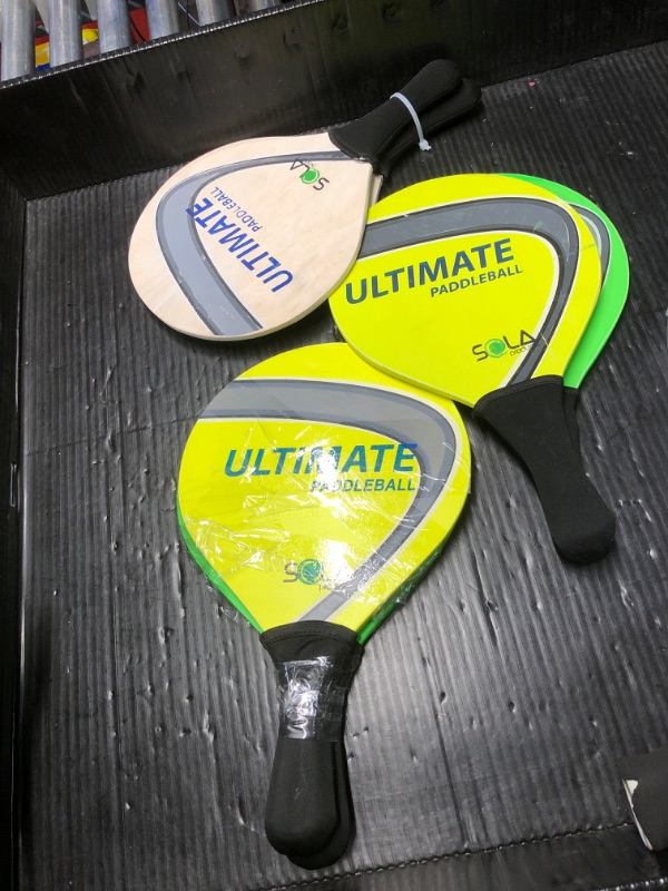 Photo 2 of (3 PACK BUNDLE) Paddle Set Sola Ultimate Paddleball Orange Yellow
