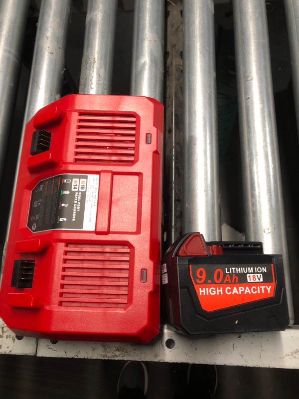 Photo 3 of **** NO CABLE & 1 BATTERY**** Replace for Milwaukee m18V Lithium Ion Batteries 48-11-1862/1852/1840/1830(2)+ 18V Battery Charger 48-59-1812