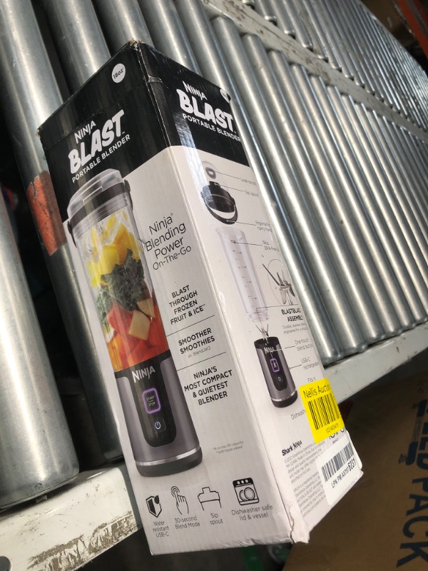 Photo 1 of Ninja BC151BK Blast Portable Blender, Cordless, 18oz. Vessel, Personal Blender-for Shakes & Smoothies, BPA Free, Leakproof-Lid & Sip Spout, USB-C Rechargeable, Dishwasher Safe Parts, Black