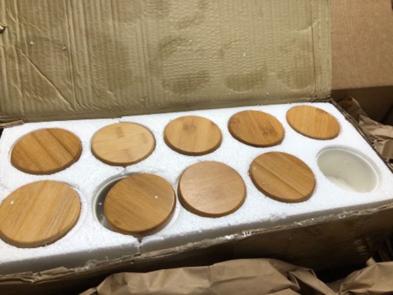 Photo 3 of ***missing one lid***Yaomiao 20 Pcs Thank You Employee Appreciation Plant Bulk Gifts Succulent Gifts for Women Ceramic Pot Small Succulent Flower Pots with Bamboo Tray for Coworkers
