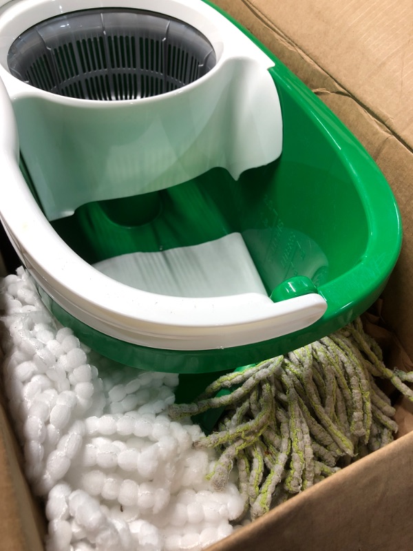 Photo 3 of Libman Tornado Spin Mop System - Mop and Bucket with Wringer Set for Floor Cleaning - 2 Total Mop Heads Included, Green