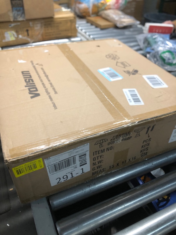 Photo 1 of VOLISUN Low Profile Ceiling Fans with Lights and Remote, Fandelier Ceiling Fan Flush Mount, 3000K-6500K Smart Bladeless LED Fan Light, Black Modern Ceiling Fans with Lights for Bedroom