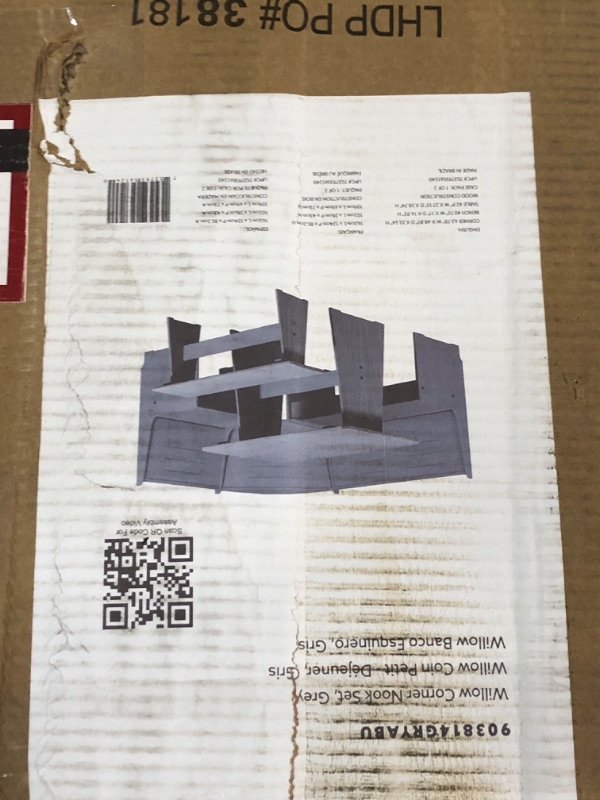 Photo 1 of ***NONREFUNDABLE - INCOMPLETE - SEE COMMENTS***
Linon Waldron Corner Nook Set Grey Kit, 63.75 x 33.6 x 19.75