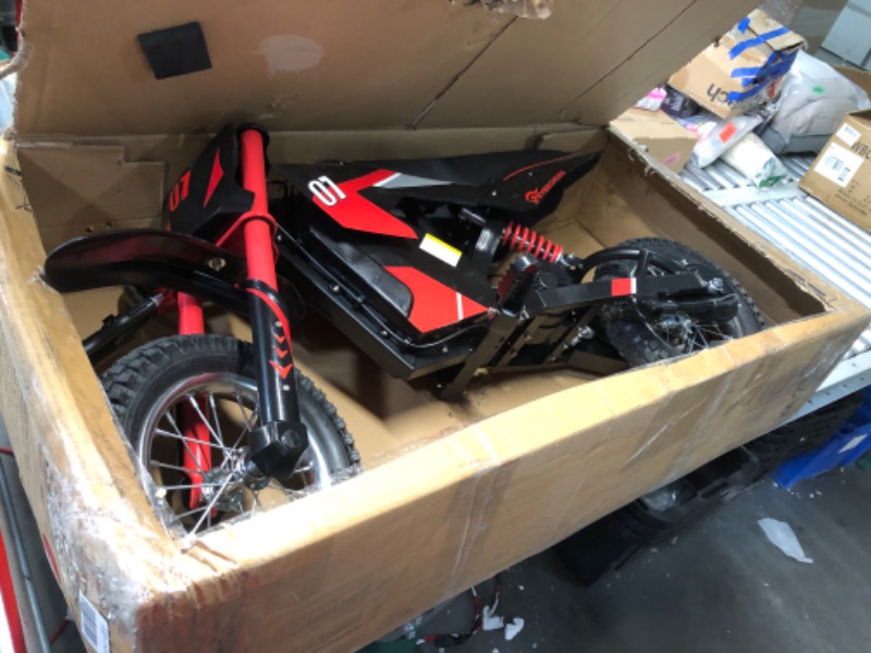 Photo 5 of ***USED - MISSING HANDLEBAR HARDWARE AND POWER CORD - OTHER PARTS LIKELY MISSING AS WELL - UNABLE TO TEST***
EVERCROSS EV12M Electric Dirt Bike,300W Electric Motorcycle,15.5MPH & 9.3 Miles Long-Range,3-Speed Modes Motorcycle