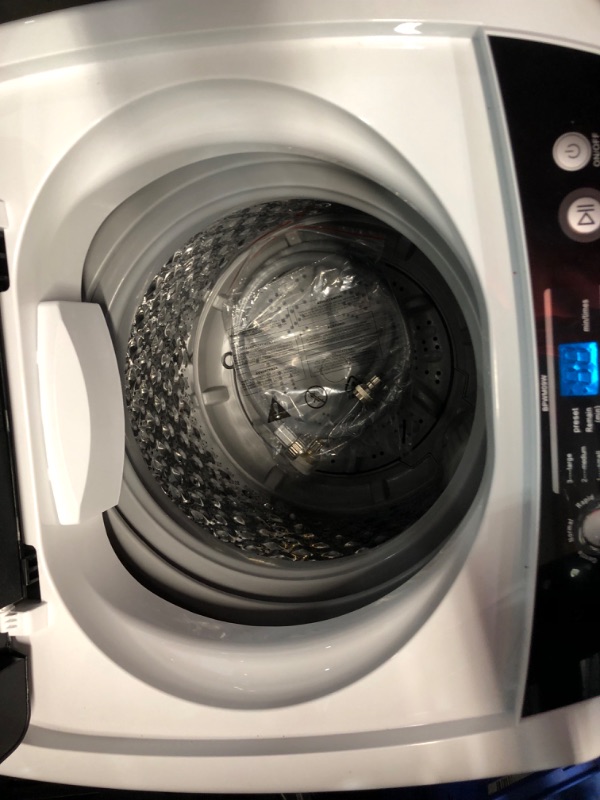 Photo 3 of ***USED - NO PACKAGING - POWERS ON - UNABLE TO TEST FURTHER - SEE PICTURES***
BLACK+DECKER 0.9 Cu. Ft. Portable Washer, 6.6 lb. Capacity Washing Machine for Homes & Apartments, 5 Wash Cycles, Quick Connect Sink Adapter and Drain Hose Included, Transparent