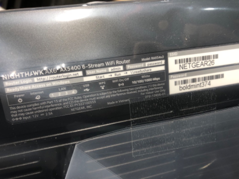 Photo 3 of (open for inspections)
NETGEAR Nighthawk WiFi 6 Router (RAX54S) 6-Stream AX5400 5.4 Gbps - Dual Band Gigabit Wireless Internet Router - Coverage up to 2