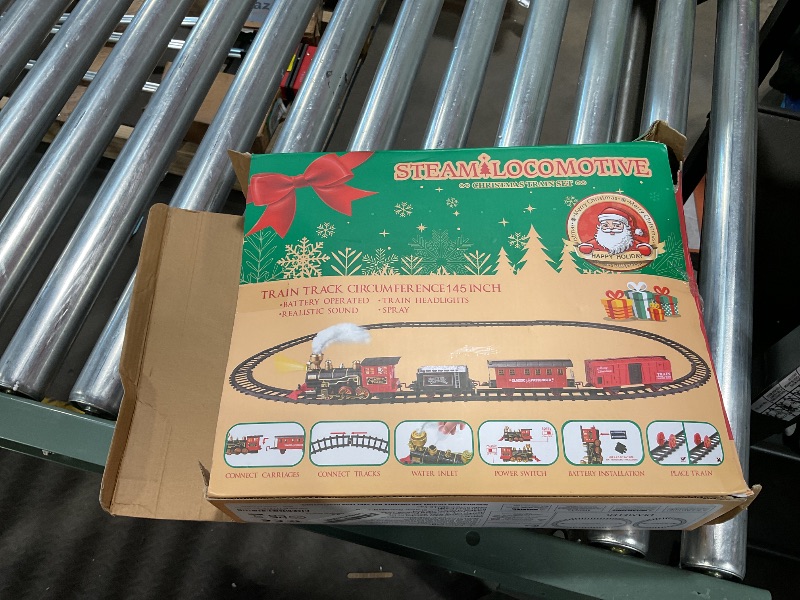 Photo 2 of Letapapa Train Set, Christmas Train Sets for Under The Tree, Electric Train Toy for Boys & Girls, Toy Train w/Steam Locomotive, Tracks, Lights & Sound, for 3 4 5 6 7 8+ Year Old Kids