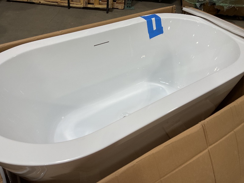 Photo 1 of 61" Freestanding Bathtubs, Acrylic Soaking Tubs for Adult, Integrated Overflow and Drain, cUPC Certified, Glossy White