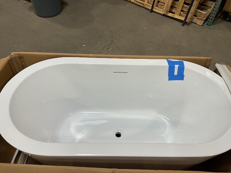 Photo 1 of 61" Freestanding Bathtubs, Acrylic Soaking Tubs for Adult, Integrated Overflow and Drain, cUPC Certified, Glossy White