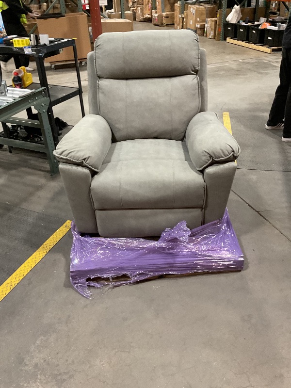 Photo 2 of Phoenix Home Large Power Lift Recliner Chair with Massage and Heat for Elderly, Ergonomic Electric Wider Sofa Chair for Living Room with 2 Cup Holders, Side Pocket and USB Port, Grey decided seems to be missing one of his power sources. I did take picture