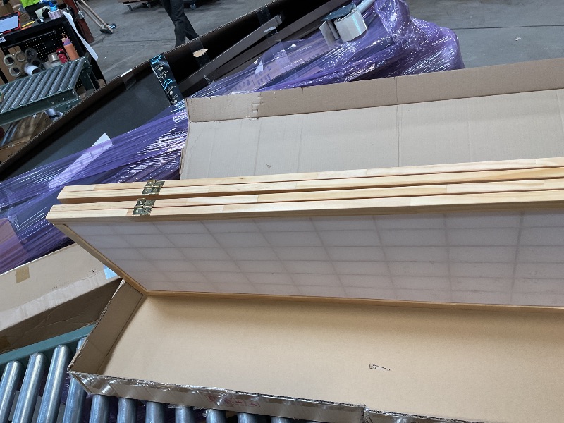 Photo 1 of **FOR PARTS ONLY** ONE PANEL IS RIPPED** Roundhill Furniture Oriental Shoji 4 Panel Screen Room Divider, Natual