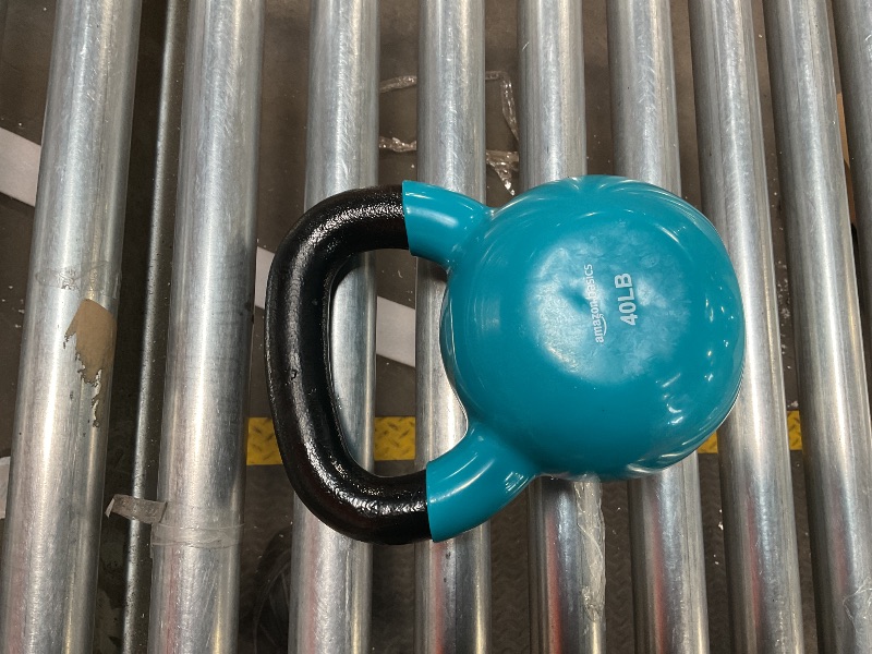 Photo 3 of Amazon Basics Vinyl Kettlebell, 40 Pounds, Light Blue