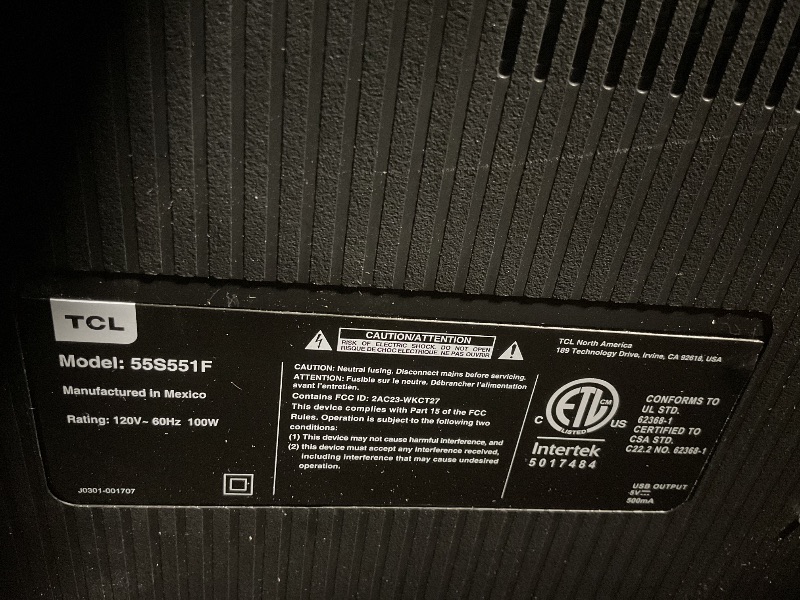Photo 1 of TCL 55-Inch Class S5 UHD 4K LED Smart TV with Fire TV (55S551F, 2024 Model), Dolby Vision, HDR PRO+, Dolby Atmos, Alexa Built-in with Voice Remote, Apple AirPlay 2 Compatibility, Streaming Television The TV has no power source no remote obvious cracked to