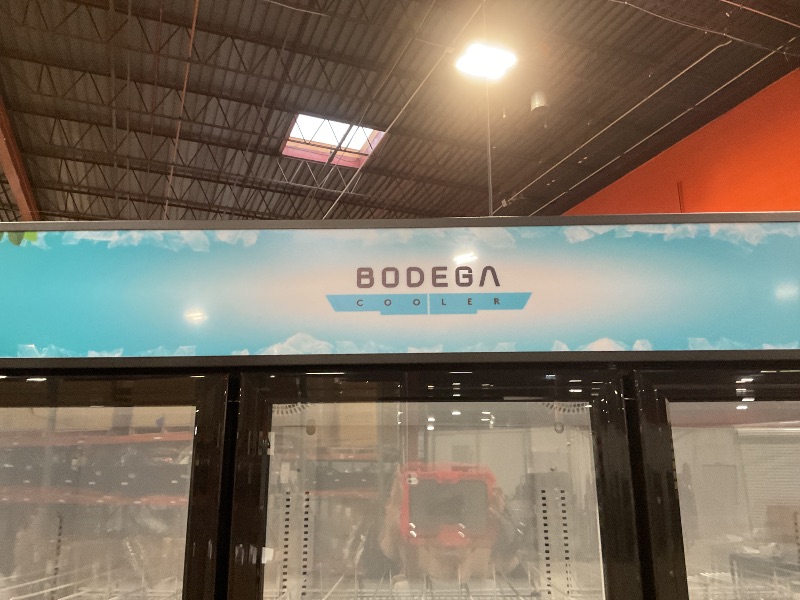 Photo 5 of BODEGACOOLER Commercial Merchandiser Refrigerator,3 Glass Door Commercial Beverage Refrigerator, Beverage Display Cooler with Soft LED Light, Adjustable Shelves and 8 Strong Castors, 53 Cu. Ft,Black This item was in the original factory crate and does app