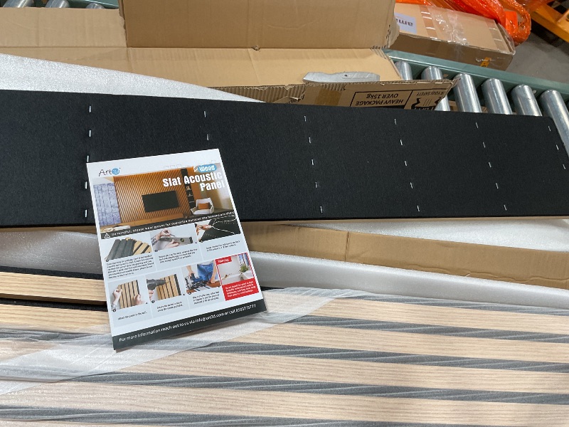 Photo 1 of Art3d 4-Piece Wood Slat Acoustic Panels for Stylish Decor and Noise Reduction, 3D Textured Panel for Ceiling and Wall, Oak He would panel seem to be an original factory seal, and our brand new untouched
