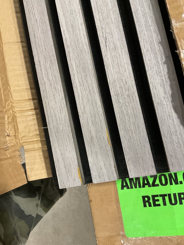Photo 1 of *GREY* Bantie Wood Slat Panels for Wall and Ceiling 3D Wall Panels Wood Grain Acoustic Panels for Home Decor and Noise Reduction (Black oak/2pcs)