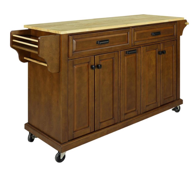 Photo 1 of Brown Cambridge Natural Wood Top 60.5 in. Kitchen Island with Storage