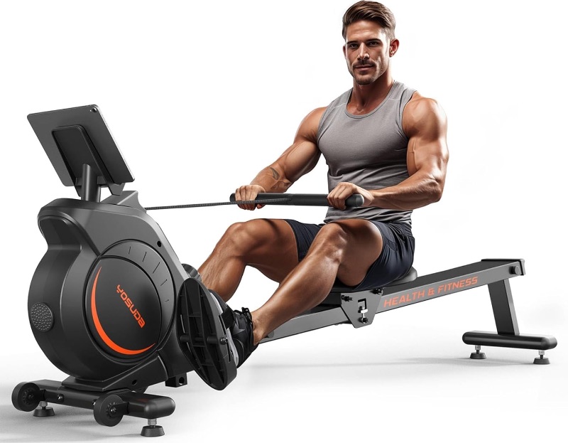 Photo 1 of *MISSING HARDWARE - FUNCTIONALITY UNKNOWN* YOSUDA Magnetic/Water Rowing Machine 350 LB Weight Capacity - Foldable Rower for Home Use with Bluetooth, App Supported, Tablet Holder and Comfortable Seat Cushion