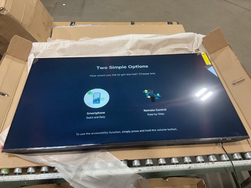 Photo 1 of SAMSUNG 65-Inch Class Crystal UHD 4K DU7200 Series HDR Smart TV w/Object Tracking Sound Lite, PurColor, Motion Xcelerator, Mega Contrast, Q-Symphony (UN65DU7200, 2024 Model) *MINOR DAMAGE - BOTTOM OF SCREEN/PANEL - POWERS ON/FUNCTIONAL - SEE PICS*