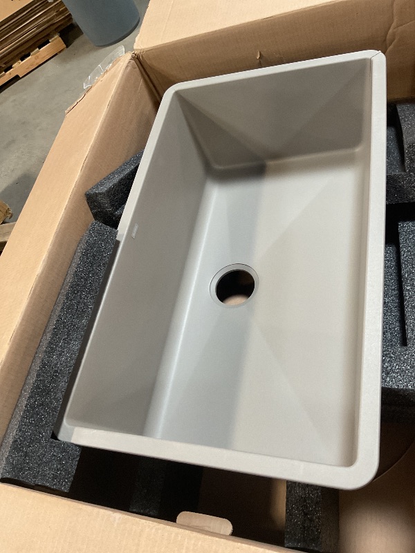 Photo 1 of *CRACKS ON TOP 2 CORNERS - SEE PICS* BLANCO, Truffle 441297 PRECIS SILGRANIT Super Single Undermount Kitchen Sink, 32" X 19"