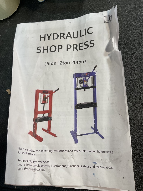 Photo 1 of 6 Ton Hydraulic Press, H-Frame Garage Floor Shop Press with Built-in Relief Valve to Bend, Straighten, Or Press Parts, Install Bearings & U-Joints